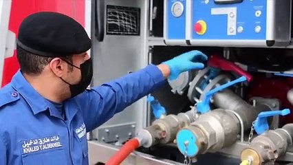 الإطفاءتركيب وتشغيل منصات التعقيم في المراكز الحدودية ومطار الكويت الدولي