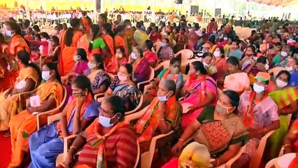 மோடி கூட்டத்தில் பாட்டிகள்.. புதுச்சேரி பாஜகவின் புதுப் புது டெக்னிக் - வீடியோ