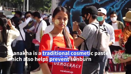 Myanmar protesters blend traditional celebration and demonstration