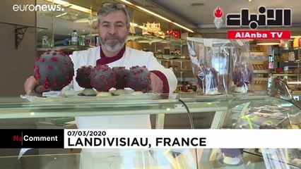 صنع شوكولاتة على شكل فيروس كورونا في فرنسا