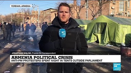 Armenia opposition supporters camp outside parliament