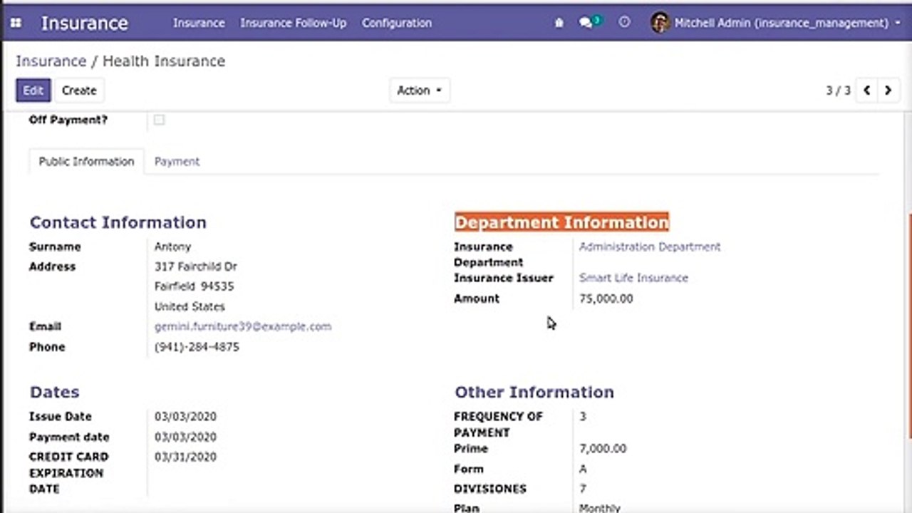Insurance Management |  Odoo Apps Features