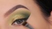 Golden Green Eye Makeup Tutorial for Brown Eyes _ $3 palette