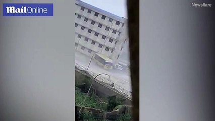 Video Shocking moment bus is blown away when cyclone Fani hit Odisha