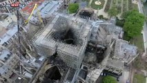 لقطات جوية تظهر الدمار الهائل في كاتدرائية نوتردام - أخبار سكاي نيوز عربية