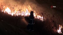 Burdur Gölü kıyısında korkutan sazlık yangını