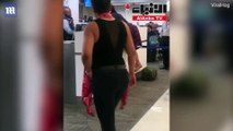 ردة فعل غير متوقعة من فتاة أمريكية داخل المطار بعد منعها من السفر