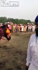 Horse Plows Through Spectators