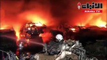7 مراكز إطفاء تشارك في إخماد حريق التهم سيارات بمساحة 6 آلاف متر بسكراب منطقة النعايم