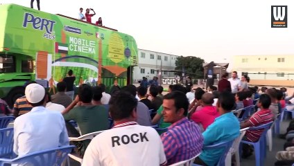 Dubai has a mobile cinema bus driving around town!