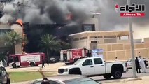 4 مراكز إطفاء تخمد حريقا هائلا اندلع في مبنى جمعية هدية التعاونية