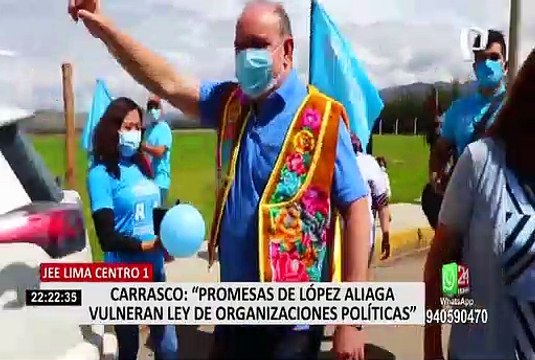Carrasco: Promesas de López Aliaga vulneran ley de organizaciones políticas
