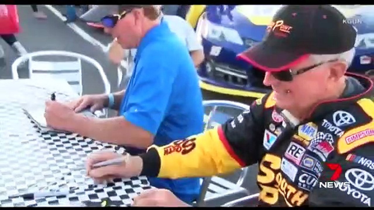 90 year old plays national anthem on trombone at Nascar