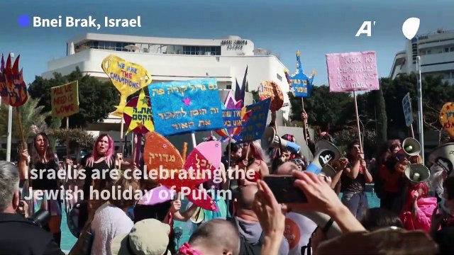 Israelis mark the Jewish holiday of Purim in Bnei Brak amid Covid restrictions