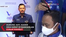 Dukung AHY, Kader Demokrat di Bangkalan Cukur Rambut