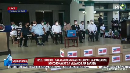 Pangulong #Duterte, nakatakdang magtalumpati sa pagdating ng Coronavac sa Villamor Air Base