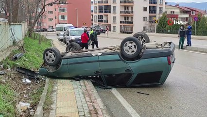 Takla atan araçtan sağ çıktı
