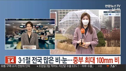 [날씨] 3·1절 전국 많은 비·눈…중부 최대 100mm 비