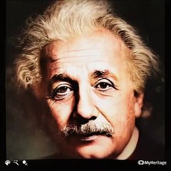 MyHeritage ejemplo de animación, mejora y color de foto de Einstein