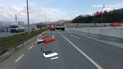 Düzce'de zift yüklü tanker devrildi, D-100 ulaşıma kapandı