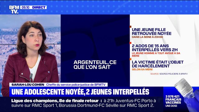 Deux jeunes interpellés à Argenteuil, dans le Val d'Oise, après la mort d'une adolescente, noyée dans la Seine