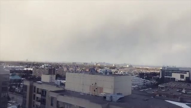 Heavy snow squalls roll into Ontario off the Georgian Bay