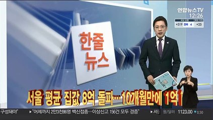 [한줄뉴스] 서울 평균 집값 8억 돌파…10개월만에 1억↑ 外
