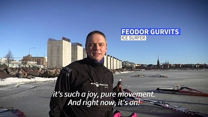 Ice surfers carve up Finland's frozen sea
