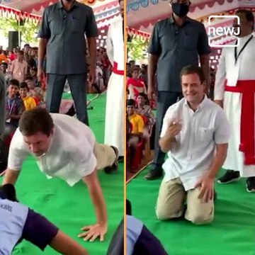 Rahul Gandhi Takes Up The Push Up Challenge With Youngsters In Tamil Nadu