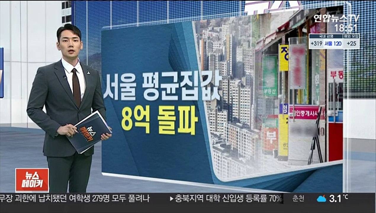 서울 평균 집값 8억 돌파…10개월 만에 1억 뛰어