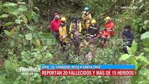 Suben a 20 las víctimas por el embarrancamiento de un bus en el Trópico