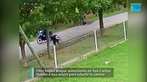 Otro brutal ataque motochorro en San Carlos tiraron a una mujer para robarle la cartera