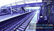 Mulher corajosa impede tragédia em estação de trem