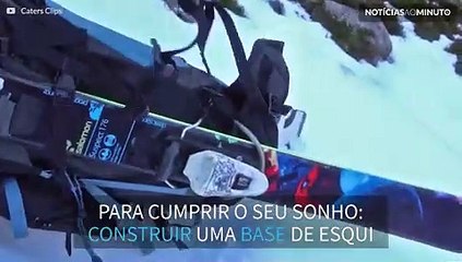 Jovem constrói base para salto de esqui no Reino Unido