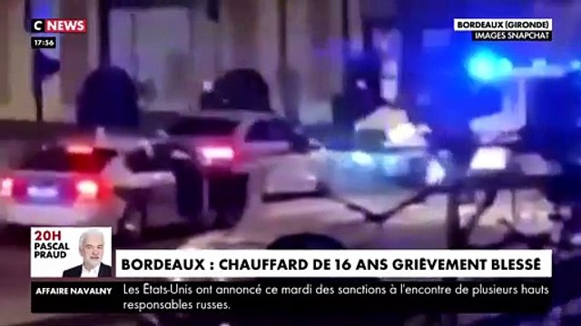Bordeaux - Les images choc d'un jeune homme de 16 ans au volant d'une voiture sur qui la police ouvre le feu après une course-poursuite et qui refuse d'obtempérer