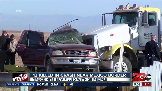 13 killed in crash near Mexico border, truck hits SUV filled with 25 people