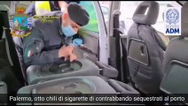 Palermo - Sequestrati 8 chili sigarette contrabbando al porto (03.03.21)