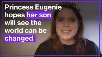 Princess Eugenie says she hopes her son will see world as place that can be changed