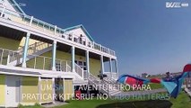 Jovem se joga de varanda para praticar kitesurf