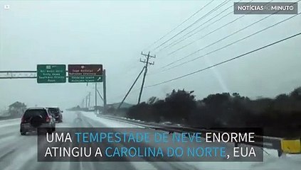 Tempestade de neve assustadora na Carolina do Norte