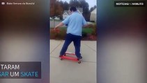 Homem improvisa skate e acaba com uma queda épica!