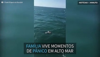 Família é salva após barco pegar fogo em alto mar