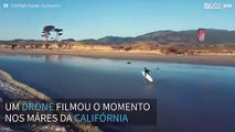 Kitesurf na Califórnia é filmado por drone