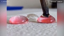O efeito fascinante da tinta em gotas de água