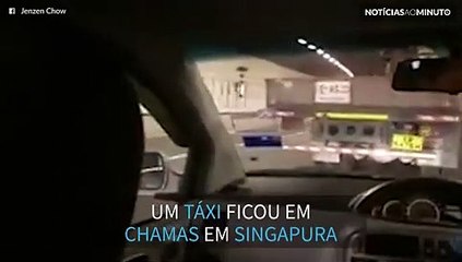 Táxi pega fogo em um túnel em Singapura e causa pânico