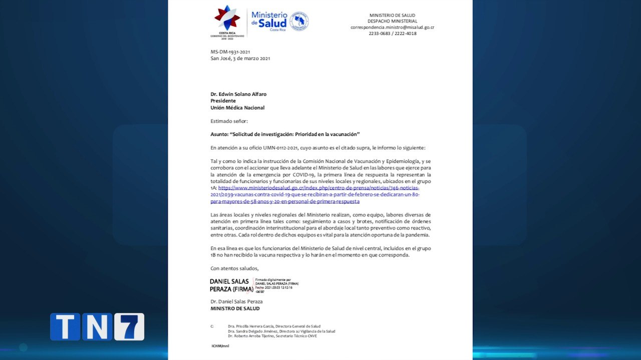 Ministro de Salud respondió a la denuncia hecha por la Unión Médica Nacional