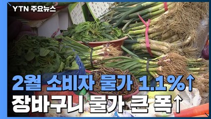 2월 소비자 물가 1.1%↑...장바구니 물가 큰 폭 상승 / YTN