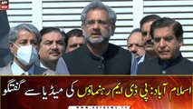 Islamabad: PDM leaders talks to media