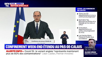 Jean Castex: "Les centres commerciaux ou grands surfaces commerciales de plus de 10.000 m² seront fermés" dans les "départements à risque"