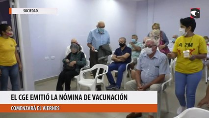 El cge emitió la nómina de vacunación para este viernes